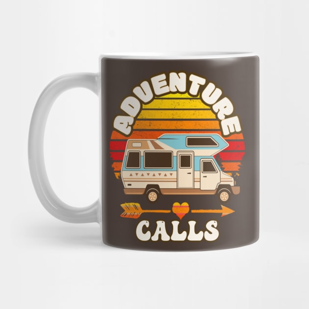 Funny Camping Adventure Calls Retro Camper by tamdevo1